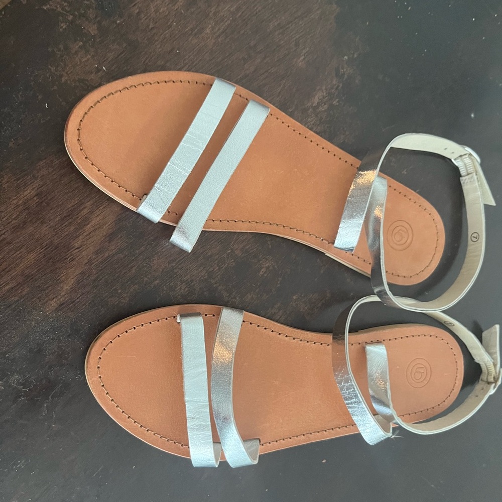 Silver sandals size 7